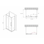 Душевое ограждение Abber Schwarzer Diamant 120х100х195 матовое стекло длинная ручка черный профиль AG30120BMH-S100BM-S100BM