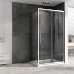 Душевой уголок Abber Schwarzer Diamant 100х50х195 прозрачное стекло профиль хром AG30100H-S50