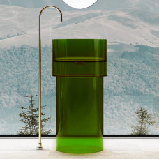 Раковина моноблок отдельностоящая Abber Kristall с монтажным отверстием зеленая AT2701Emerald-H
