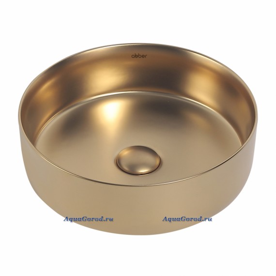 Раковина накладная Abber Bequem 360х360х120 круглая матовое золото AC2108MMG