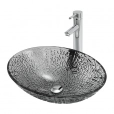 Раковина накладная Abber Glas 500х355х155 овальная черный прозрачный AK2303B