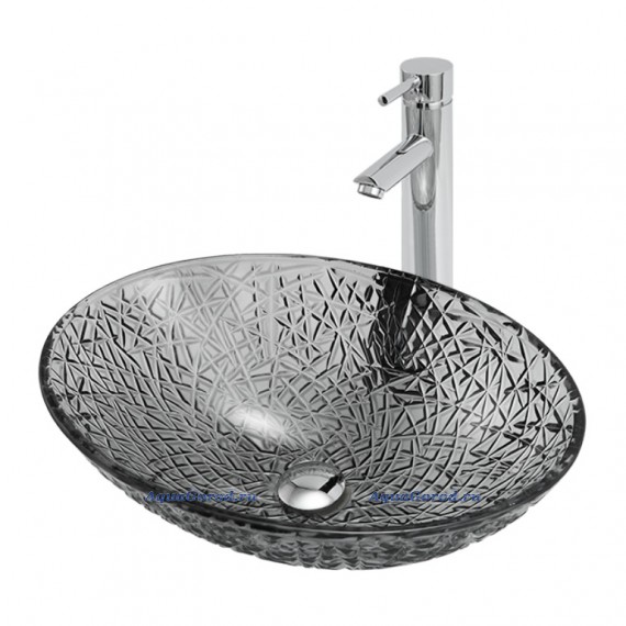 Раковина накладная Abber Glas 500х355х155 овальная черный прозрачный AK2303B