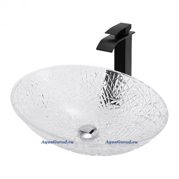 Раковина накладная Abber Glas 500х355х155 овальная прозрачная AK2303