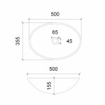 Раковина накладная Abber Glas 500х355х155 овальная прозрачная AK2303