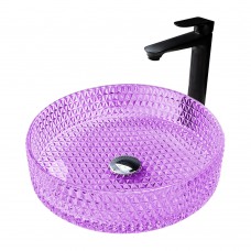 Раковина накладная Abber Glas 395х395х105 круглая фиолетовый прозрачный AK2301P