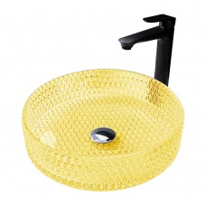 Раковина накладная Abber Glas 395х395х105 круглая желтый прозрачный AK2301Y