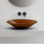 Раковина накладная Abber Kristall 535х425х150 нестандартная коричневый прозрачный AT2812Opal