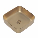 Раковина накладная Abber Rechteck 385х385х135 квадратная матовое золото AC2211MMG