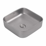 Раковина накладная Abber Rechteck 385х385х135 квадратная матовое серебро AC2211MS
