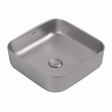 Раковина накладная Abber Rechteck 385х385х135 квадратная матовое серебро AC2211MS