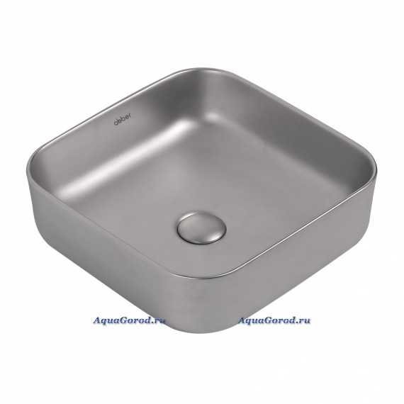 Раковина накладная Abber Rechteck 385х385х135 квадратная матовое серебро AC2211MS
