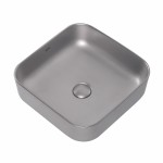 Раковина накладная Abber Rechteck 385х385х135 квадратная матовое серебро AC2211MS