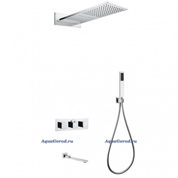 Душевая система Abber Daheim скрытого монтажа с изливом и термостатом хром AF8253