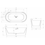 Акриловая ванна Abber 170х80х60 см черная/белая AB9209MB