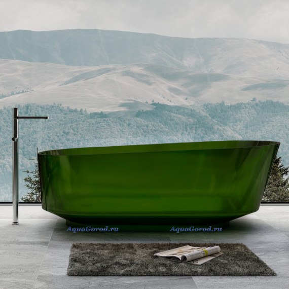 Ванна Abber Kristall 170х80х58 гелькоут прозрачный зеленый AT9706Emerald