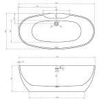 Акриловая ванна Abber 180х80х58 см белая AB9323