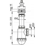 Сифон AlcaPlast для мойки c нержавеющей peшeткой 70 A441-DN50/40