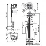 Выпускной комплект AlcaPlast с двойной кнопкой SA08AS 1/2