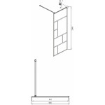Душевая перегородка Ambassador Walk-in 100х200 прозрачное с рисунком стекло профиль черный матовый 15031213