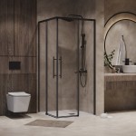 Душевое ограждение Niagara Nova 80х80х195 прозрачное стекло профиль черный матовый NG-6828-34BLACK