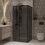 Душевое ограждение Niagara Nova 80х80х195 тонированное стекло профиль черный матовый NG-2822-34BLACK