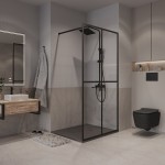 Душевая перегородка Niagara Nova 100х195 прозрачное с узором стекло профиль черный матовый NG-686-10BLACK
