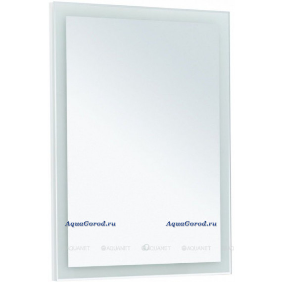 Зеркало Aquanet Гласс 60 LED прямоугольное с подсветкой белый глянец 274025
