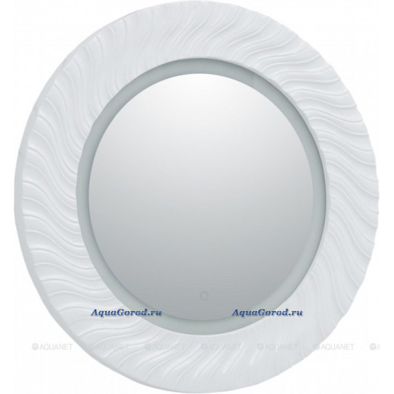 Зеркало Aquanet Милан 83 с LED подсветкой круглое белый глянец 241821
