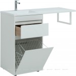 Тумба под умывальник Aquanet Токио 58 напольная с бельевой корзиной и 1 ящиком белый глянец 239290 Тумба под умывальник Aquanet Токио 58 напольная с бельевой корзиной и 1 ящиком белый глянец 239290