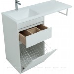 Тумба под умывальник Aquanet Токио 58 напольная с бельевой корзиной и 1 ящиком белый глянец 239290 Тумба под умывальник Aquanet Токио 58 напольная с бельевой корзиной и 1 ящиком белый глянец 239290