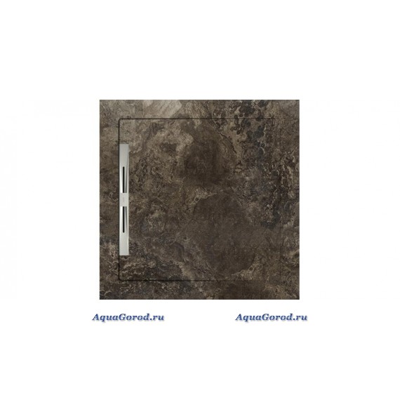 Душевой поддон Aquanit FOSSIL Brown SLOPE Line из керамогранита 90х90 под камень темно-коричневый