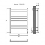 Полотенцесушитель электрический Aquatek Альтаир П7 500х700 диммер справа черный муар AQ EL KP00770BL 
