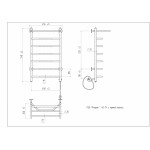 Полотенцесушитель электрический с полкой Арго Флоран-Э 40х74 правый 7 перекладин хром 13118