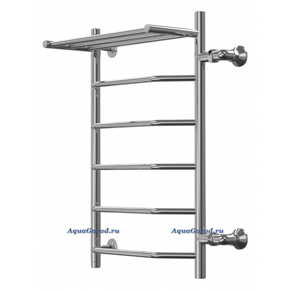 Полотенцесушитель с полкой Арго Флоран Классик 40х100 1" боковое справа м.р. 50 см 7 перекладин хром 12619