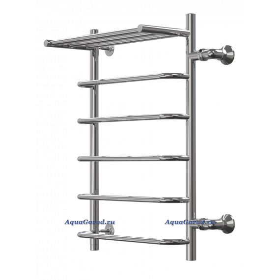 Полотенцесушитель с полкой Арго Магия Классик 50х100 1" боковое справа м.р. 60 см 7 перекладин хром 06133