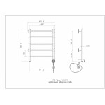 Полотенцесушитель электрический Арго Орион Лесенка 40х50 кнопка правый 5 перекладин черный 13659