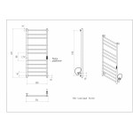 Полотенцесушитель электрический Арго Соло Гранд 50х120 правый 11 перекладин хром 15657