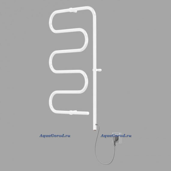 Полотенцесушитель Арго Флюгер 5М Ф стальной 51-90 см электрический 80 Вт белый глянец скрытое подключение