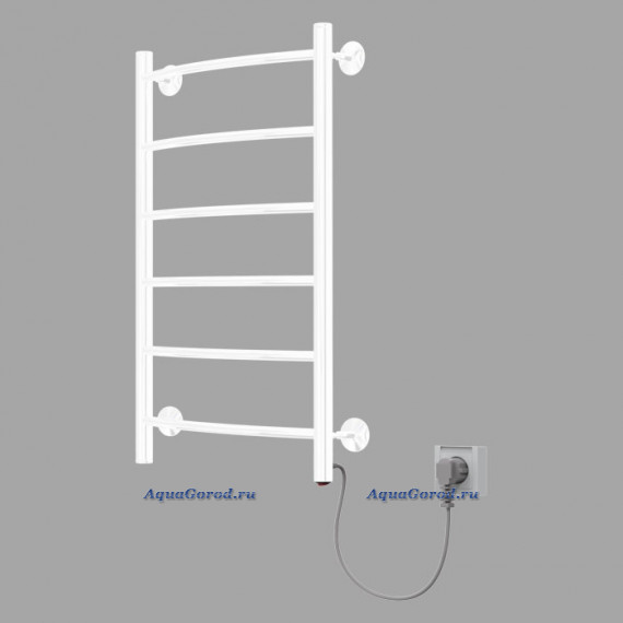 Полотенцесушитель Арго Орион Лесенка Д стальной 40-50 см электрический 50 Вт белый глянец скрытое подключение