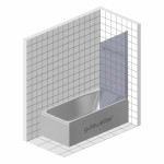 Шторка для ванны Kubele DE020P601N 50х148 см, профиль хром глянец, стекло прозрачное