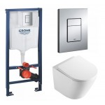 Инсталляция Grohe Rapid SL 3 в 1 с кнопкой смыва + Унитаз подвесной Baniera Кос Торнадо WaterStorm с сиденьем SoftClose, 38772001/B-006-WHT