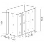 Душевое ограждение BAS Good Door Latte WTW-TD+SP-C-WE 150х80 прозрачное стекло белый профиль ЛА00030/ЛА00012