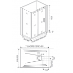 Душевое ограждение BAS Good Door Galaxy WTW+SP-C 110х100 прозрачное стекло ГЛ00003/ГЛ00011