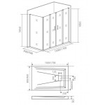 Душевое ограждение BAS Infinity WTW-TD+SP-W 1500х800 прямоугольное раздвижное прозрачное с рисунком стекло