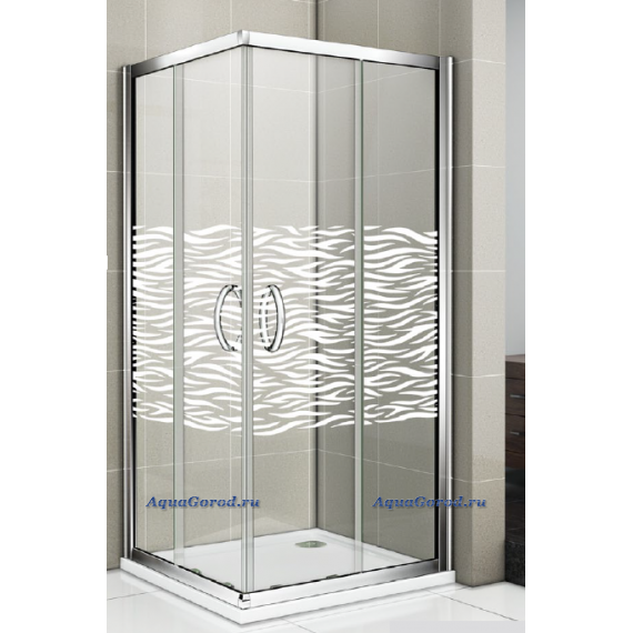 Душевое ограждение BAS Good Door Antares R-100-W-CH раздвижное прозрачное стекло с рисунком 100х100 см