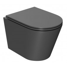 Унитаз подвесной Bau Nimb безободковый быстросъемное тонкое сиденье дюропласт микролифт темно-серый BK0002DG