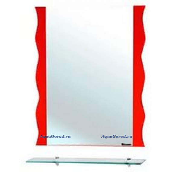 Зеркало Bellezza Мари Волна 60 см с полкой красное
