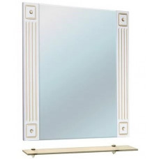 Зеркало Bellezza Венеция Люкс 75 см с полкой белое, патина золото
