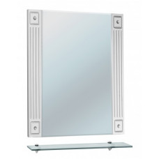 Зеркало Bellezza Венеция Люкс 75 см с полкой белое, патина серебро