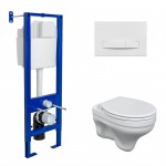 Инсталляция Berges Atom Line 410 с белой кнопкой, унитаз Albit S 52 безободковый, быстросъемное сиденье с микролифтом 042435 Инсталляция Berges Atom Line 410 с белой кнопкой, унитаз Albit S 52 безободковый, быстросъемное сиденье с микролифтом 042435